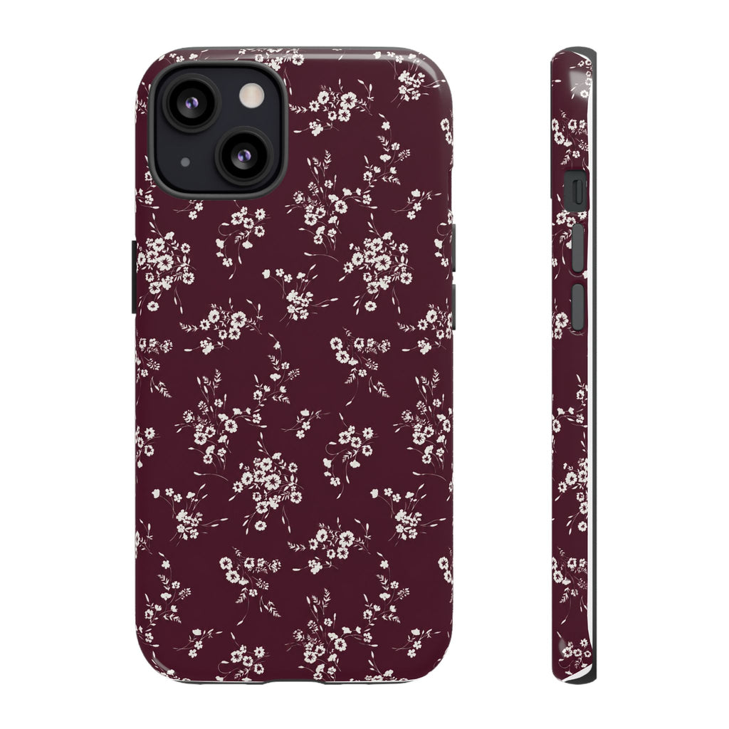 Burgundy Ditsy Floral Tough Case