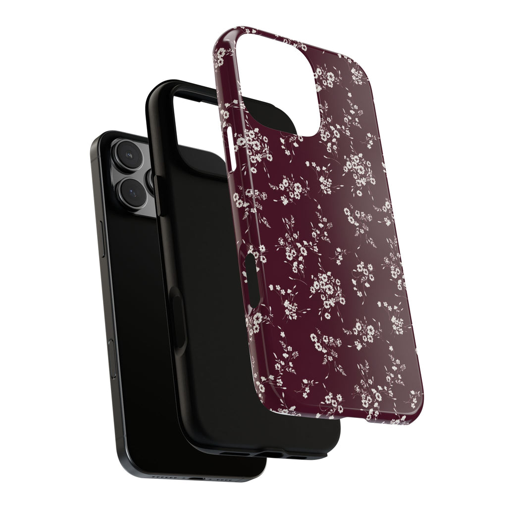 Burgundy Ditsy Floral Tough Case