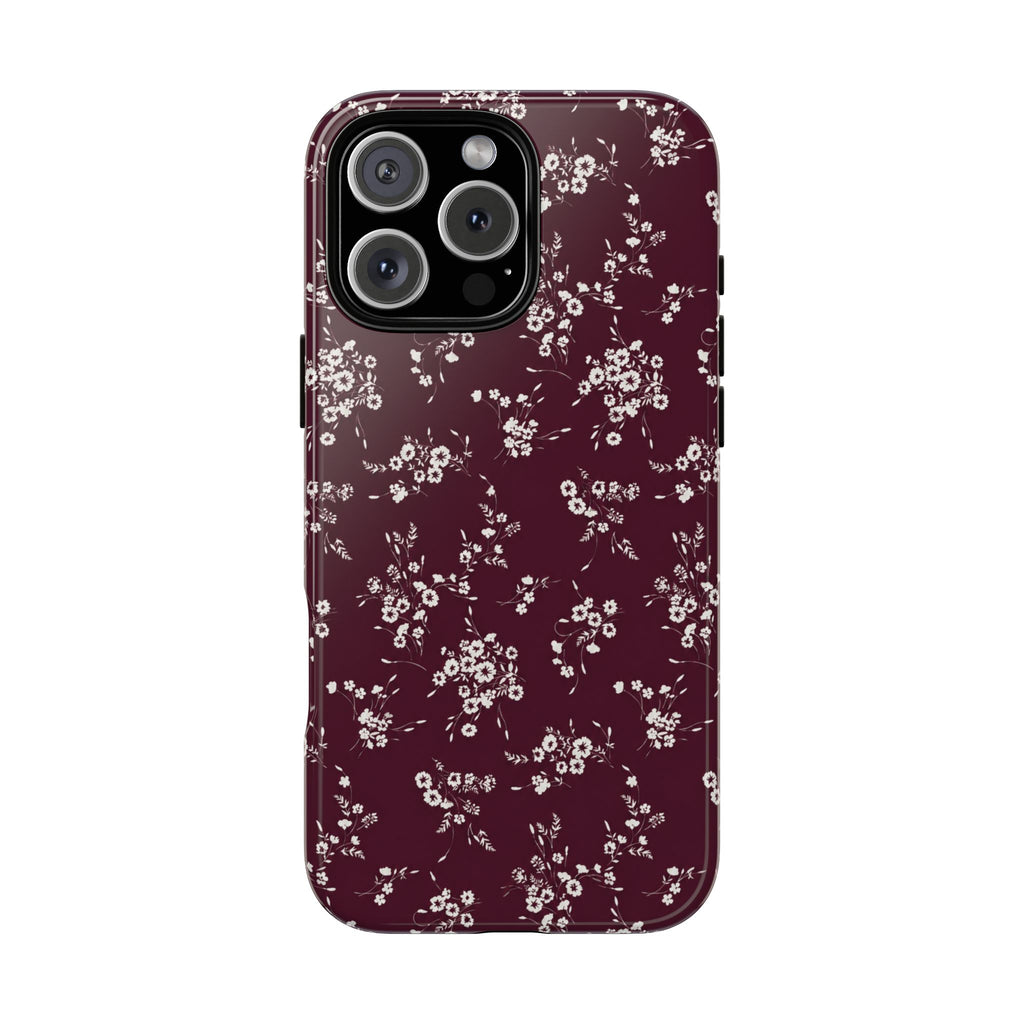 Burgundy Ditsy Floral Tough Case
