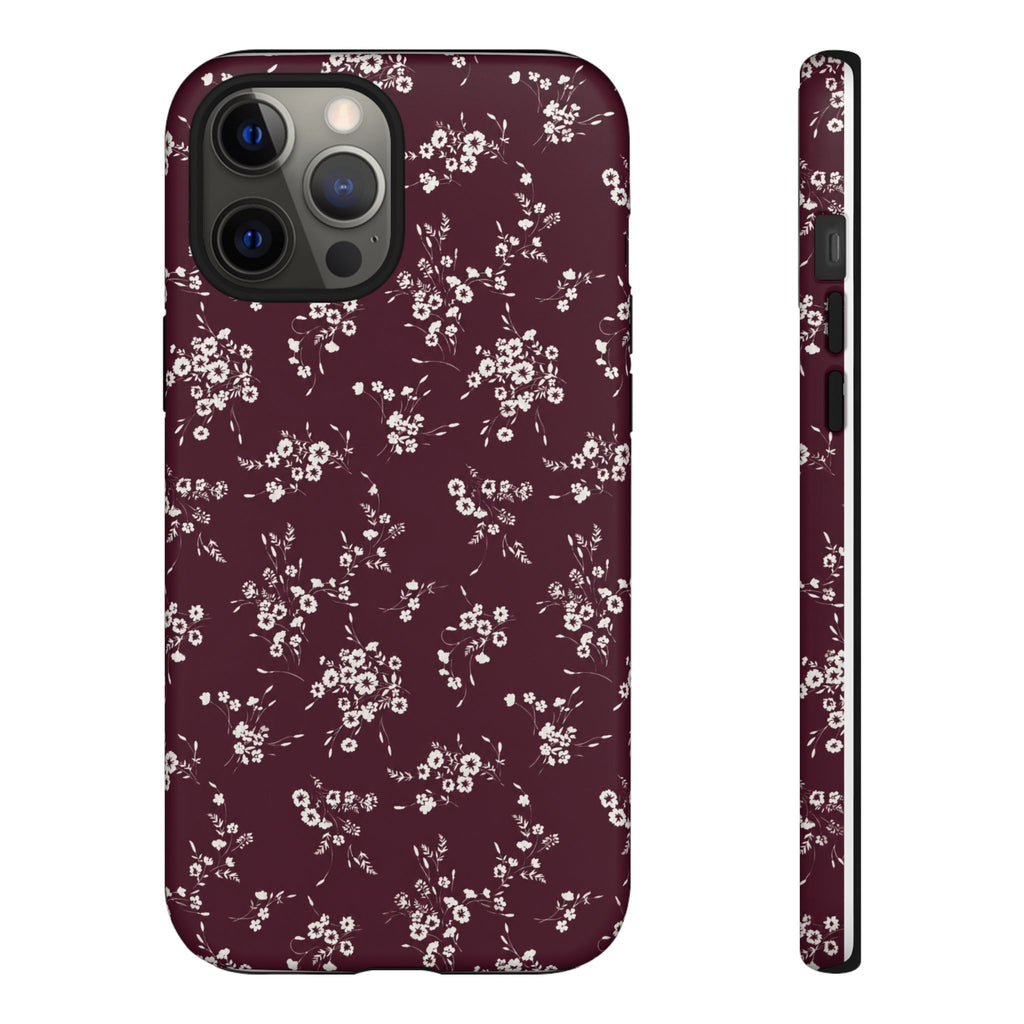 Burgundy Ditsy Floral Tough Case