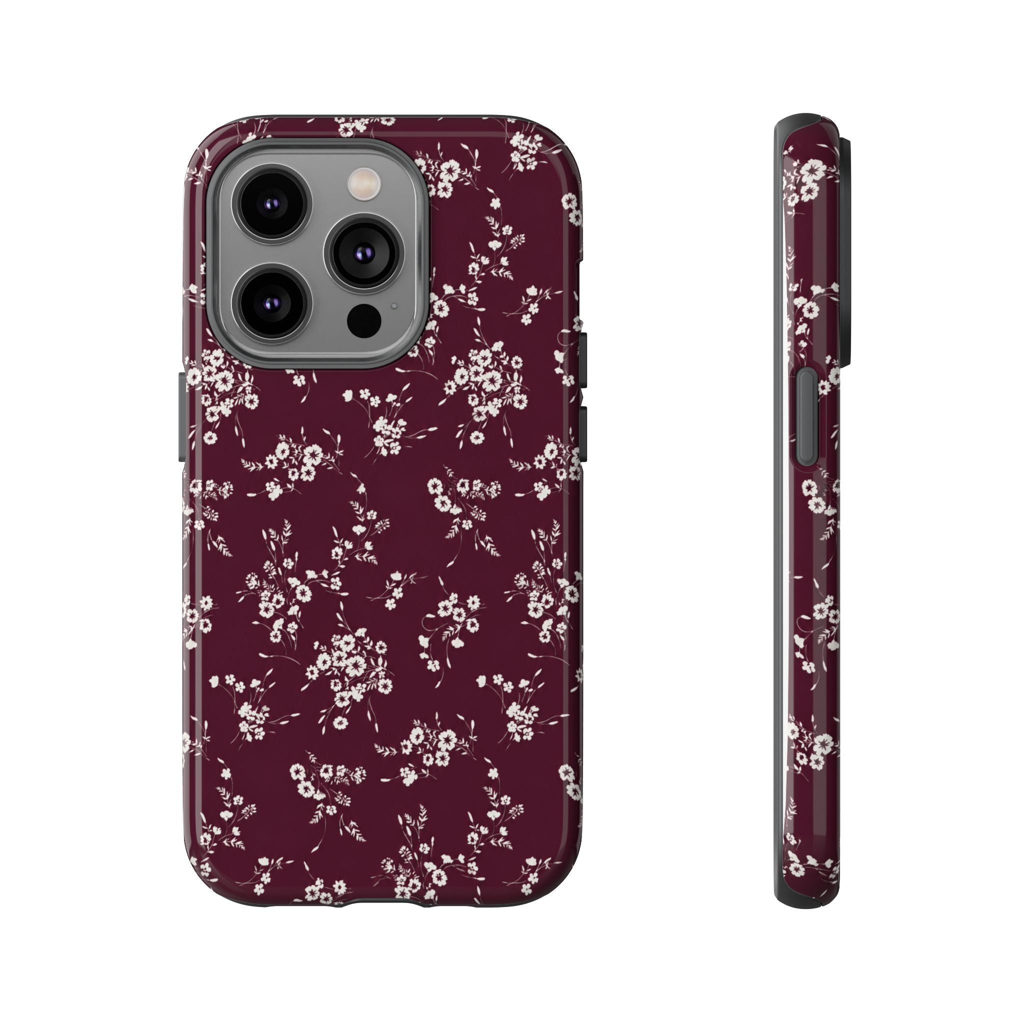 Burgundy Ditsy Floral Tough Case