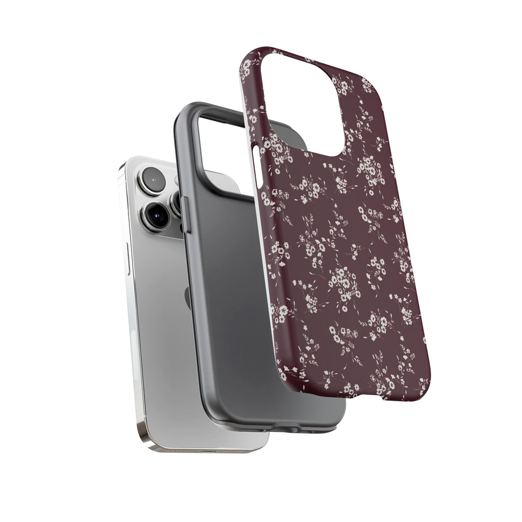 Burgundy Ditsy Floral Tough Case