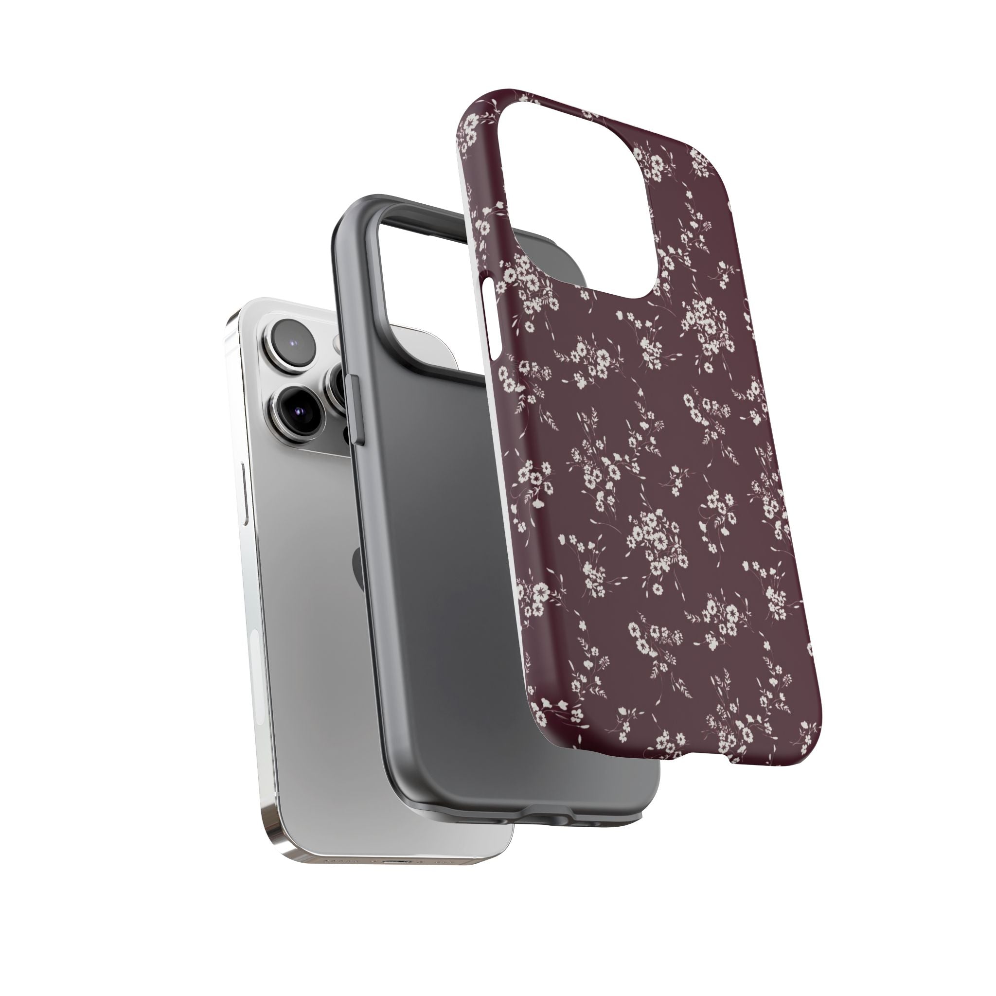 Burgundy Ditsy Floral Tough Case