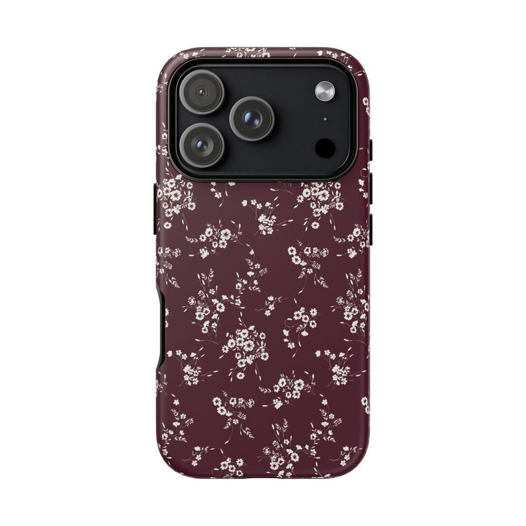 Burgundy Ditsy Floral Tough Case