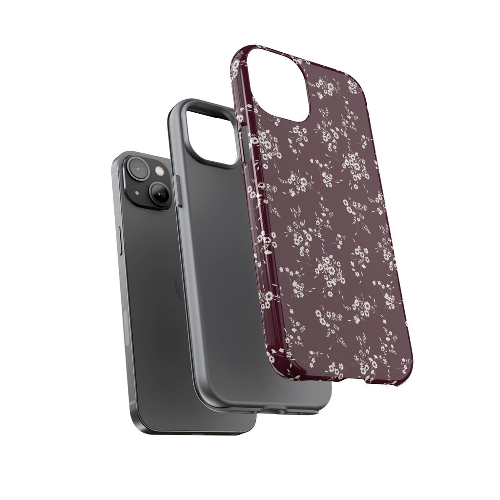 Burgundy Ditsy Floral Tough Case