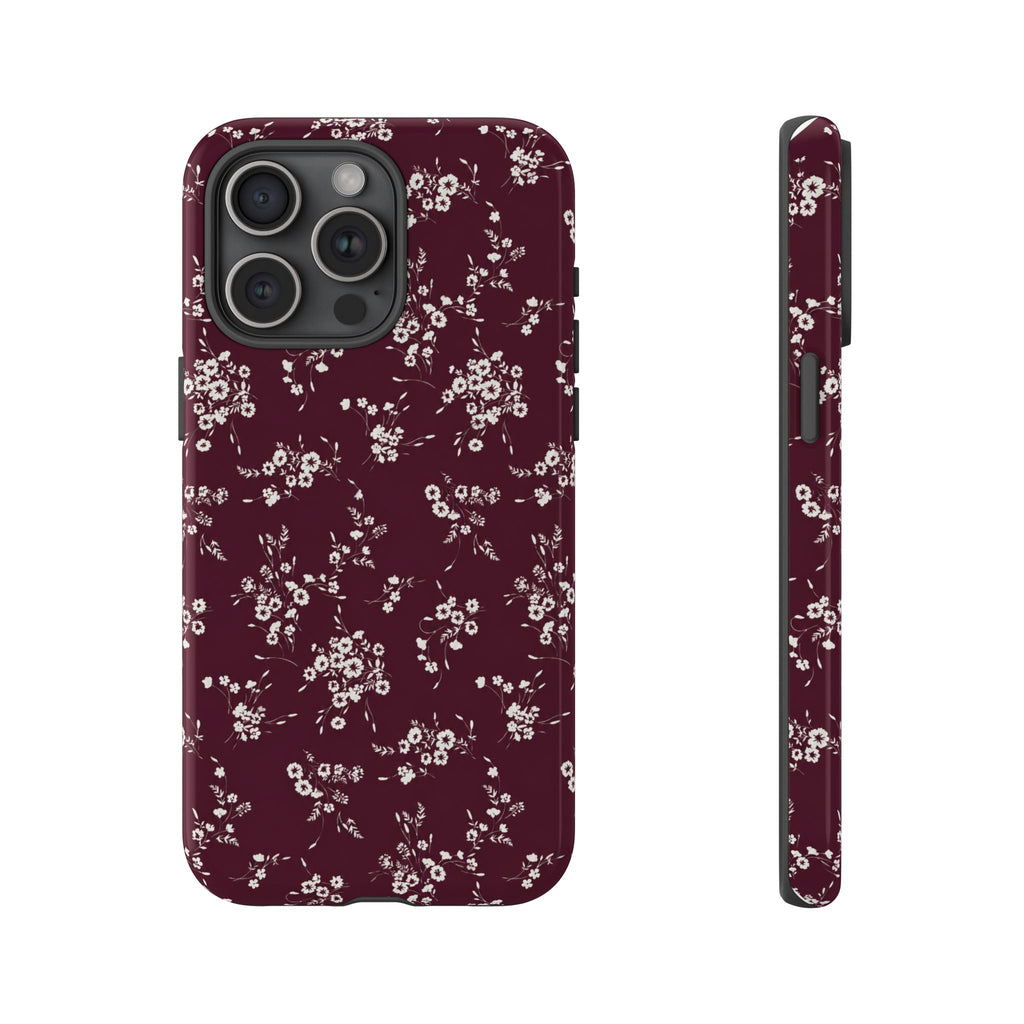 Burgundy Ditsy Floral Tough Case