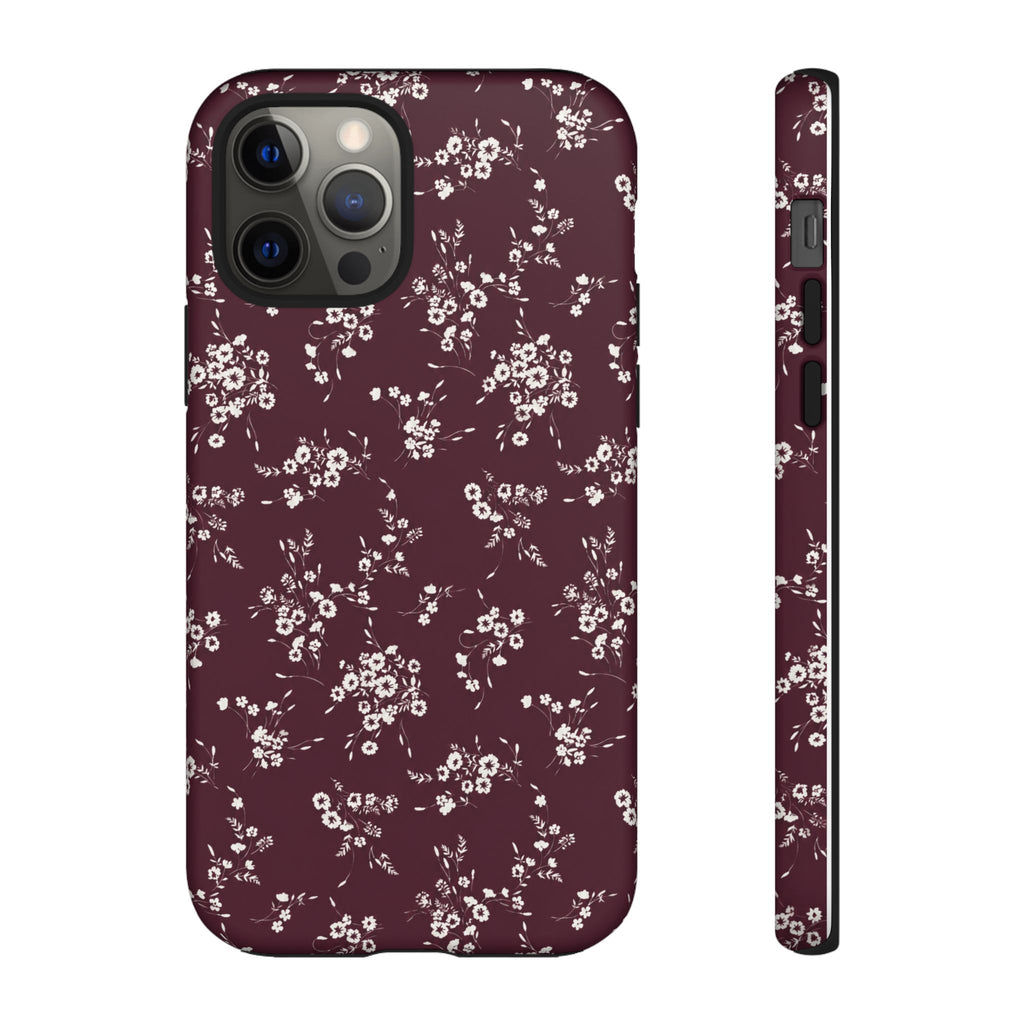 Burgundy Ditsy Floral Tough Case