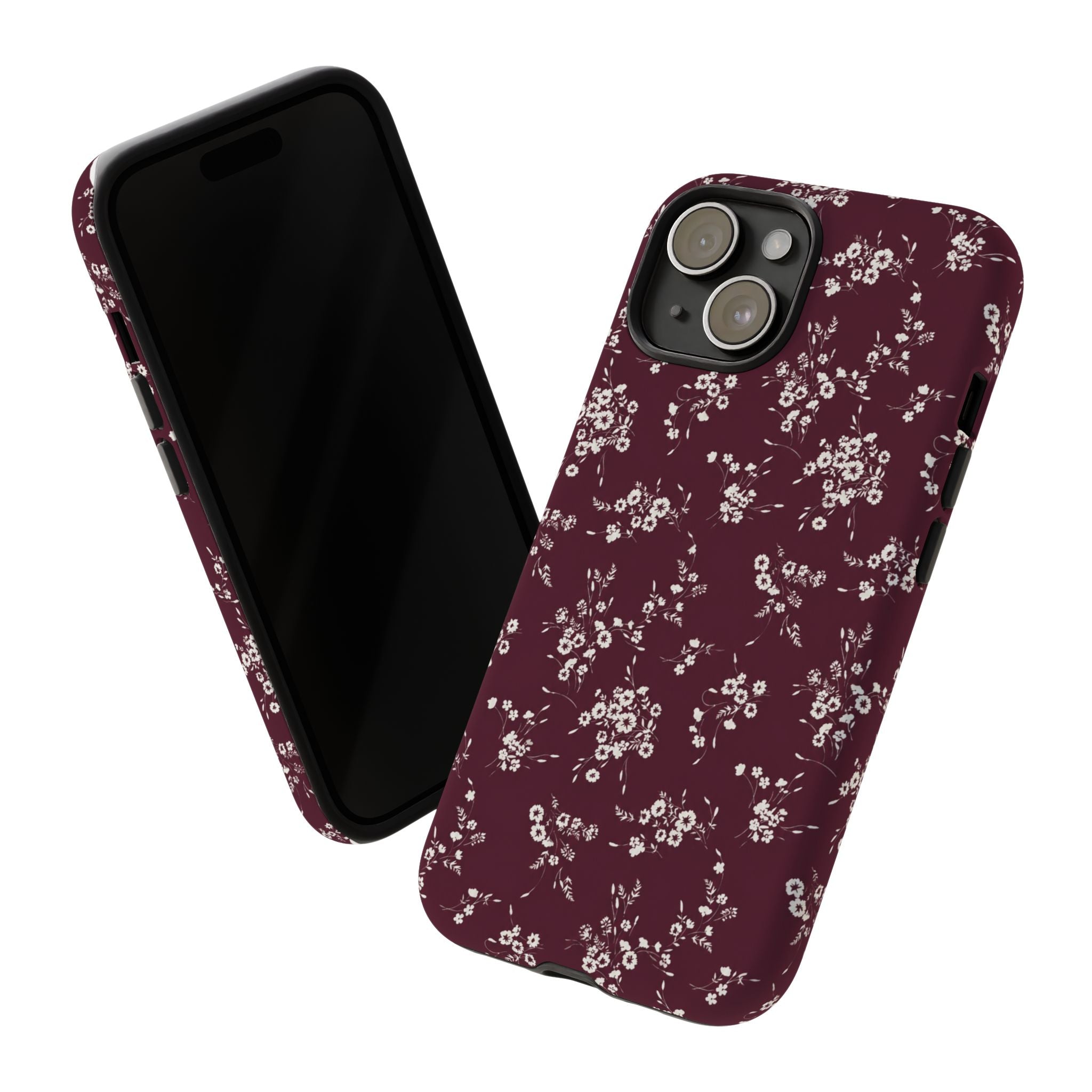 Burgundy Ditsy Floral Tough Case