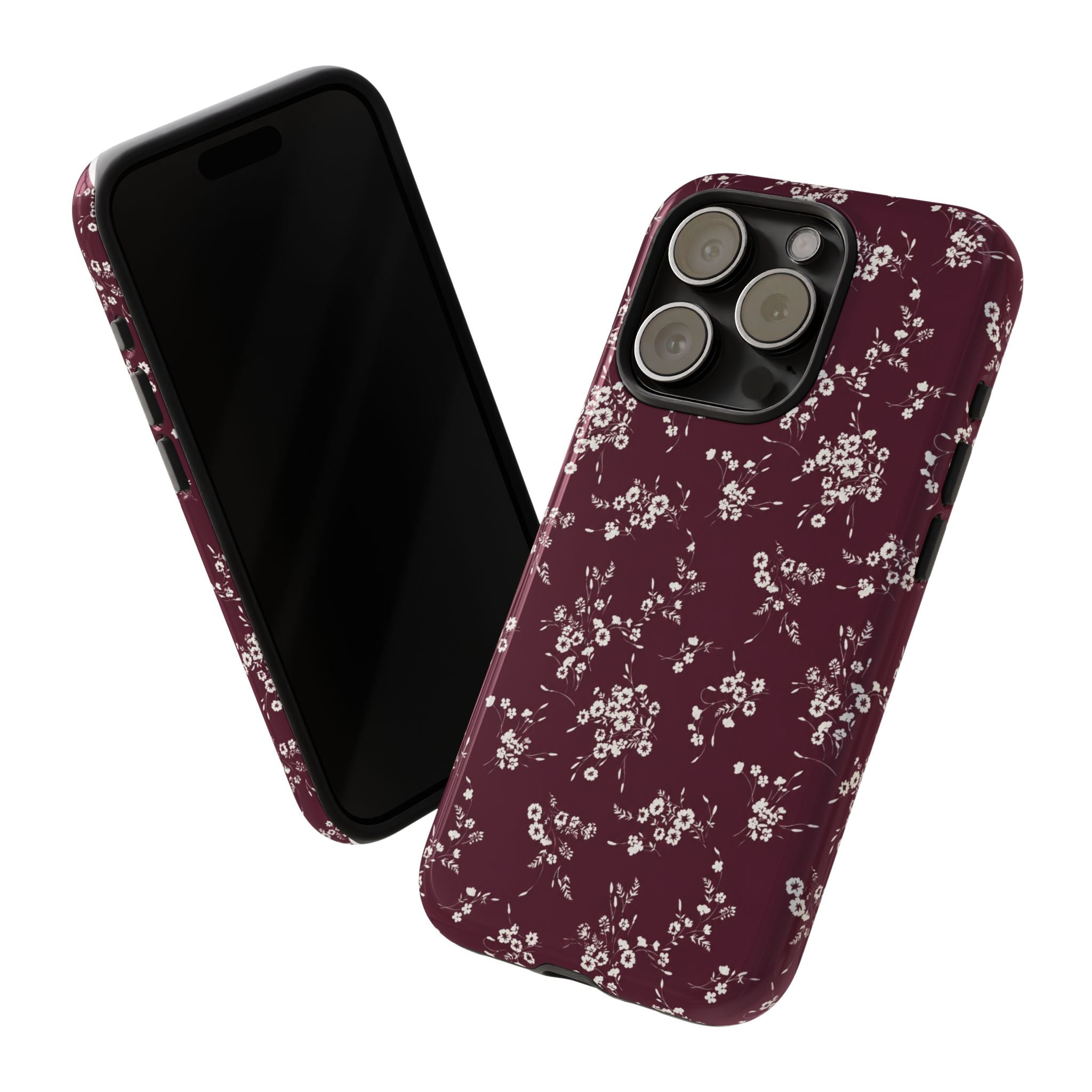 Burgundy Ditsy Floral Tough Case