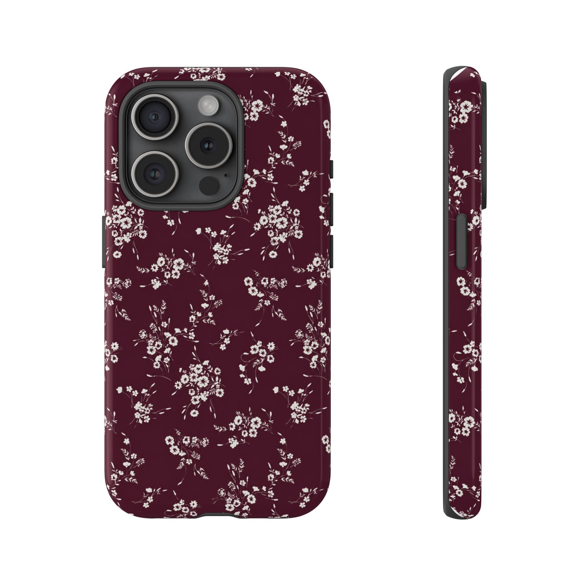 Burgundy Ditsy Floral Tough Case