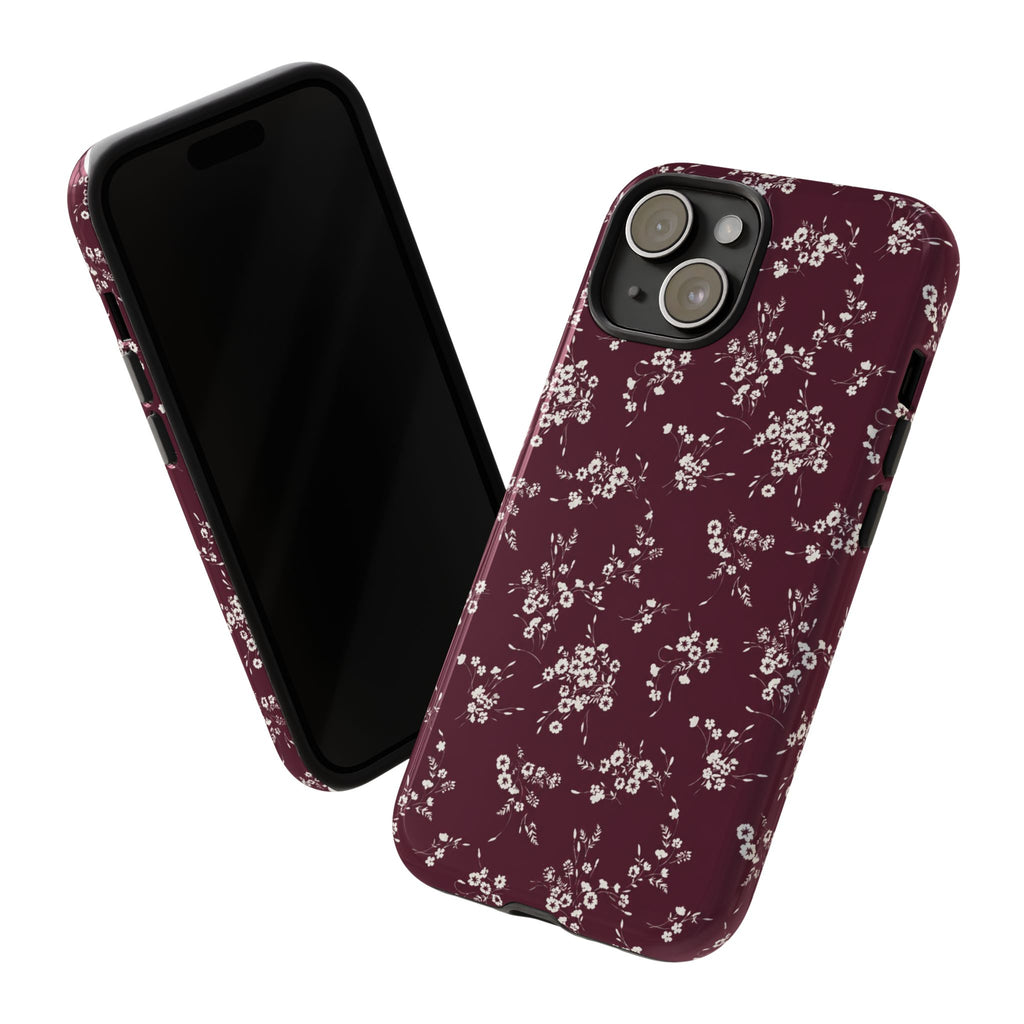 Burgundy Ditsy Floral Tough Case