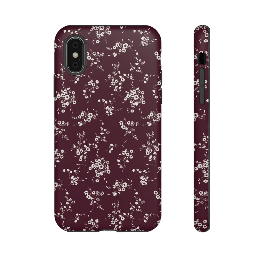 Burgundy Ditsy Floral Tough Case