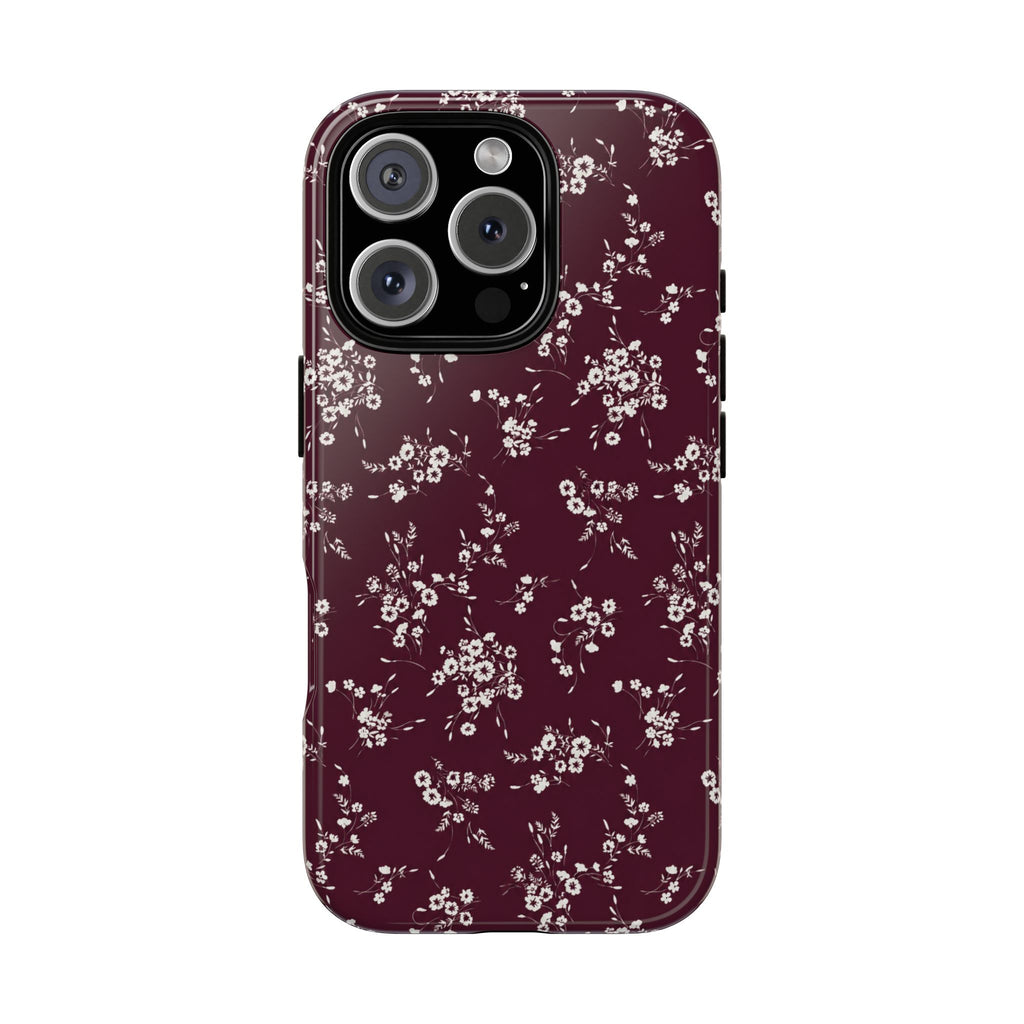 Burgundy Ditsy Floral Tough Case