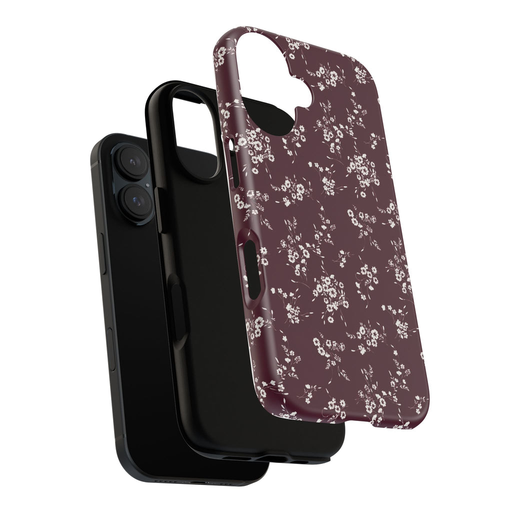 Burgundy Ditsy Floral Tough Case