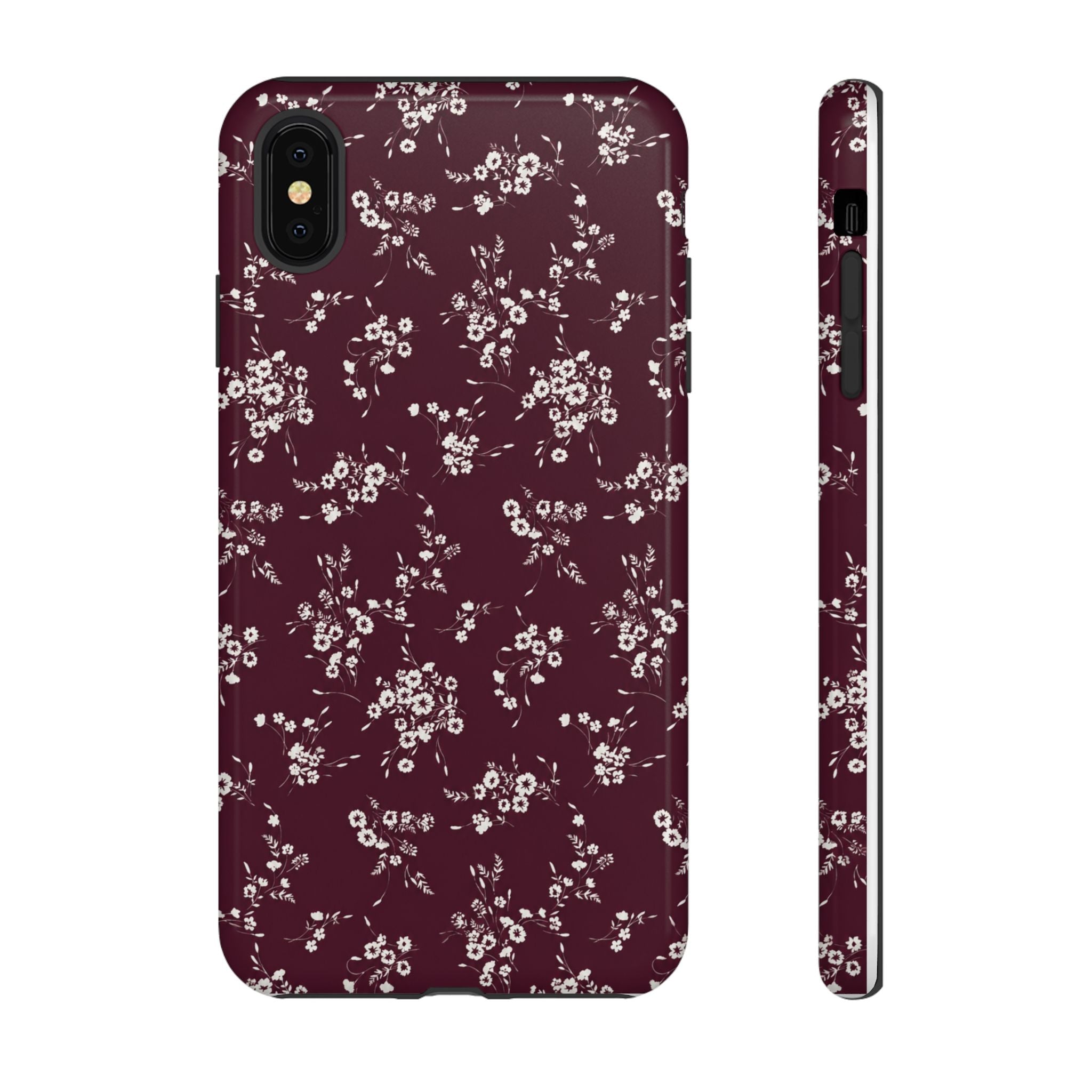Burgundy Ditsy Floral Tough Case