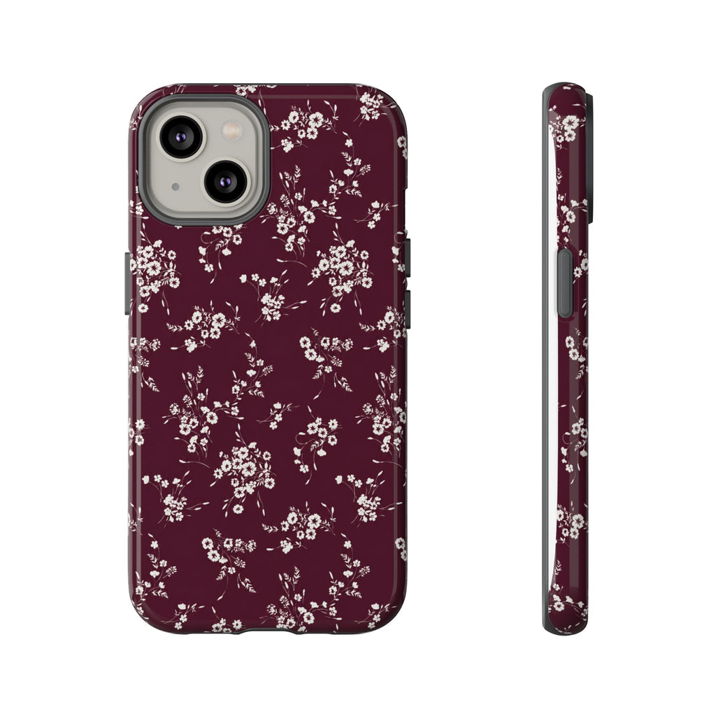 Burgundy Ditsy Floral Tough Case