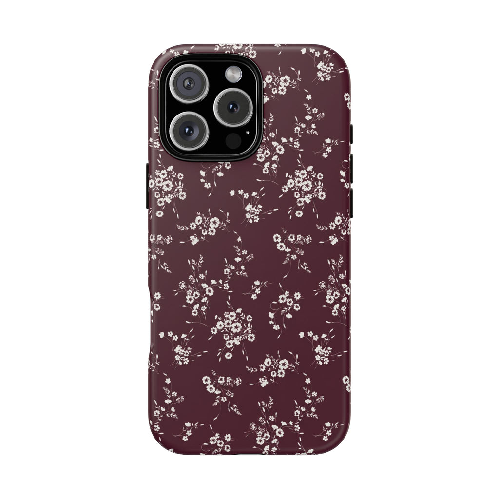 Burgundy Ditsy Floral Tough Case
