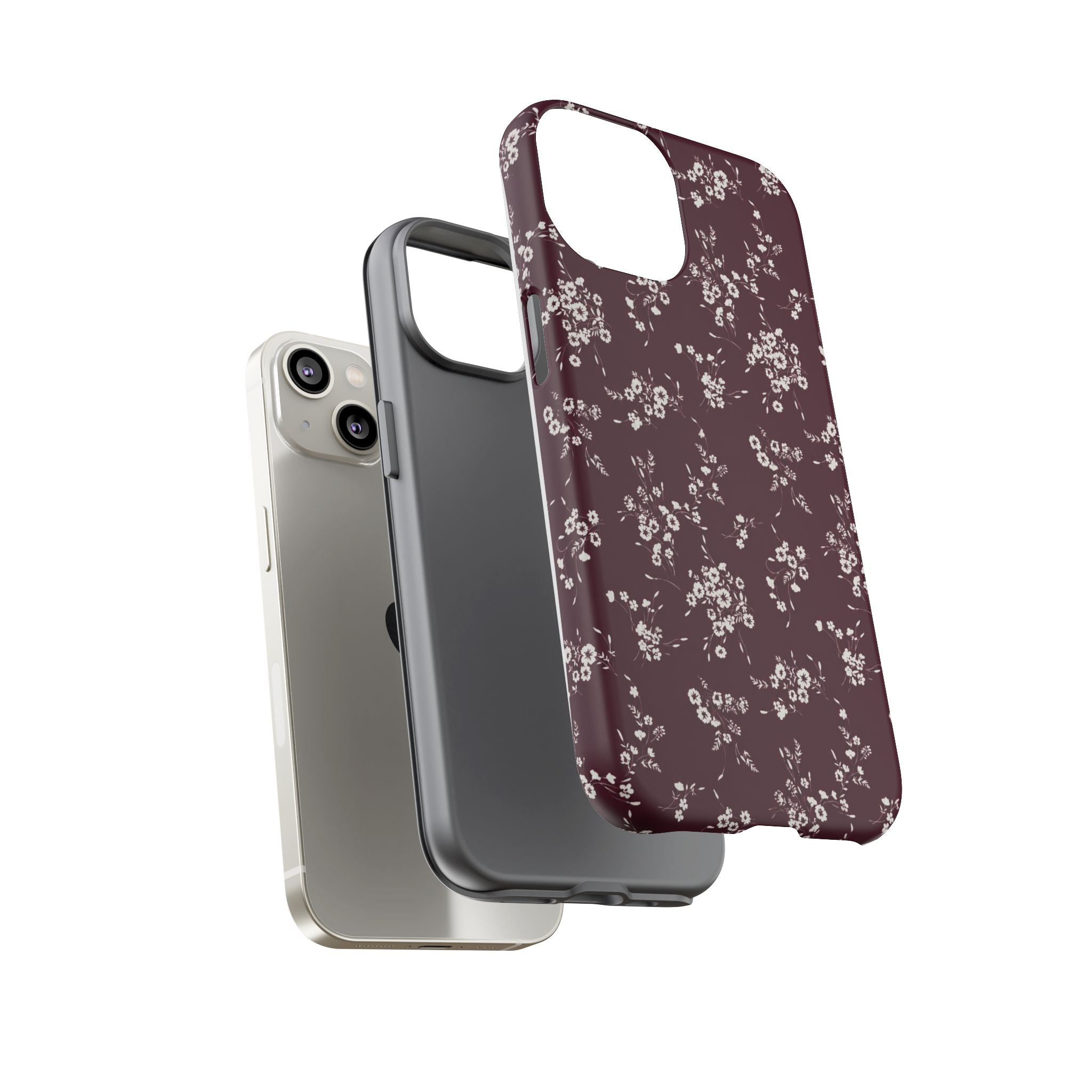 Burgundy Ditsy Floral Tough Case
