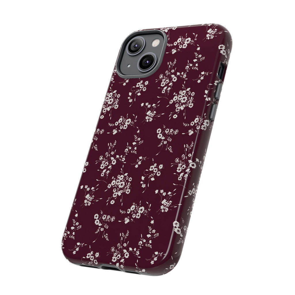 Burgundy Ditsy Floral Tough Case