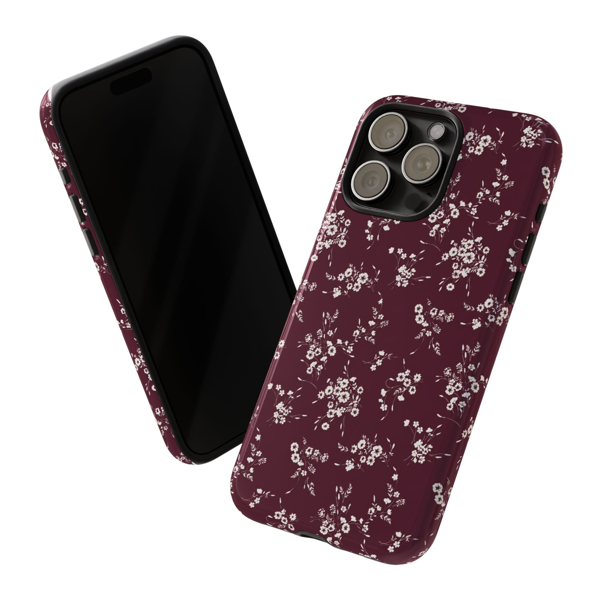 Burgundy Ditsy Floral Tough Case
