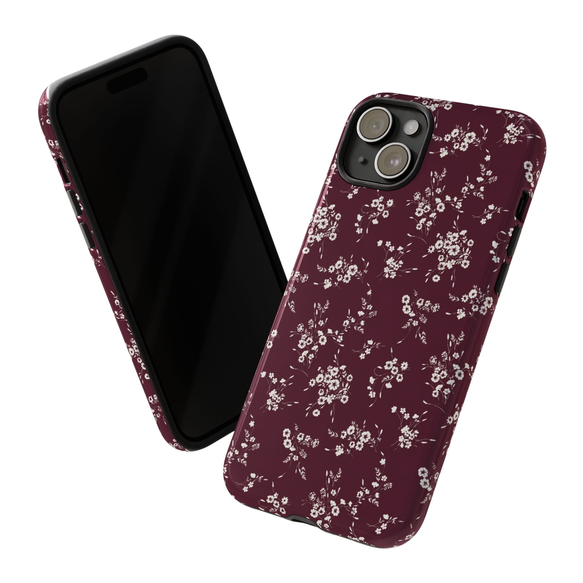 Burgundy Ditsy Floral Tough Case