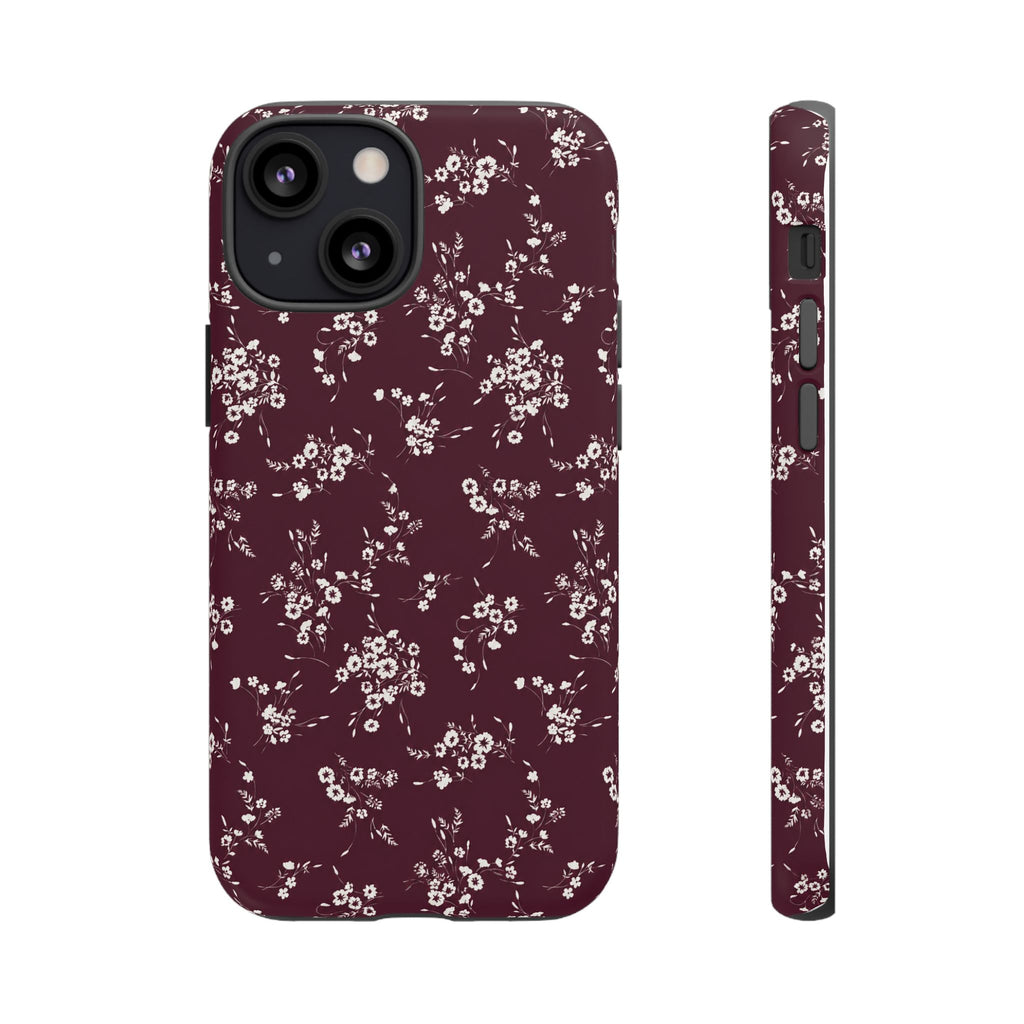 Burgundy Ditsy Floral Tough Case