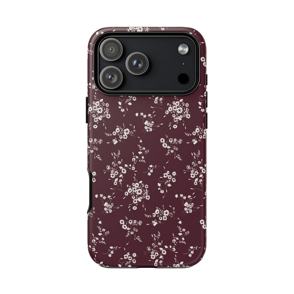Burgundy Ditsy Floral Tough Case