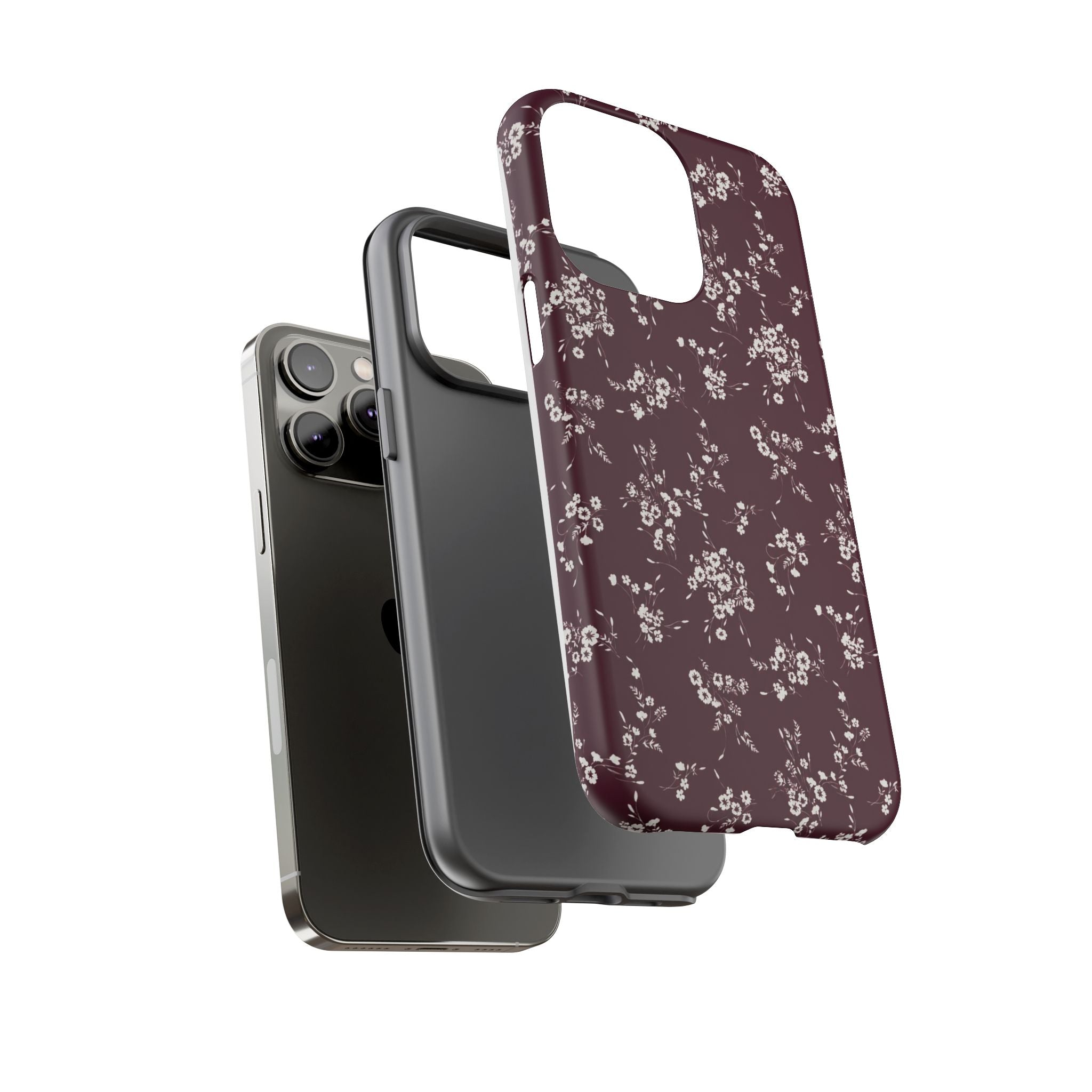 Burgundy Ditsy Floral Tough Case