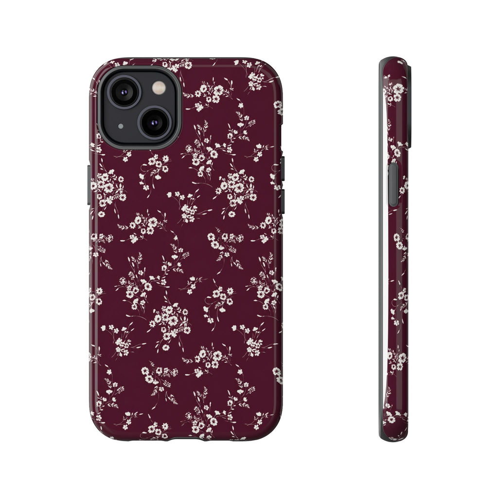 Burgundy Ditsy Floral Tough Case