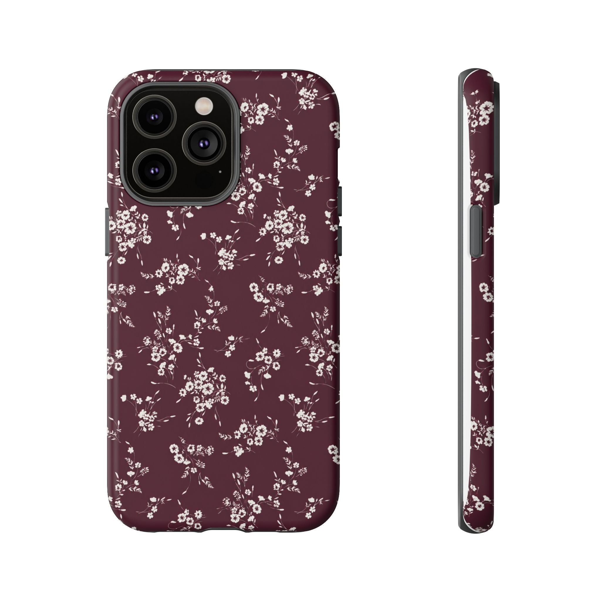 Burgundy Ditsy Floral Tough Case