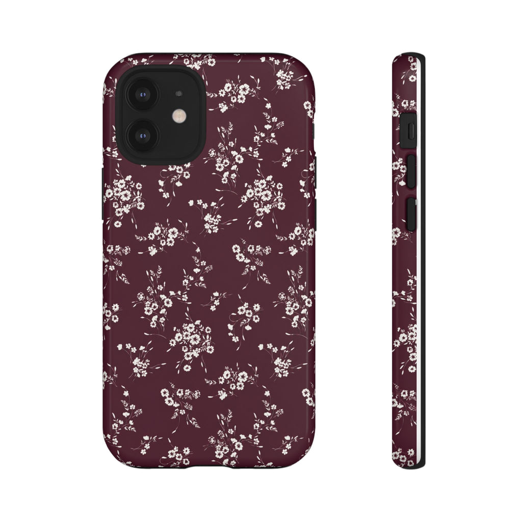 Burgundy Ditsy Floral Tough Case