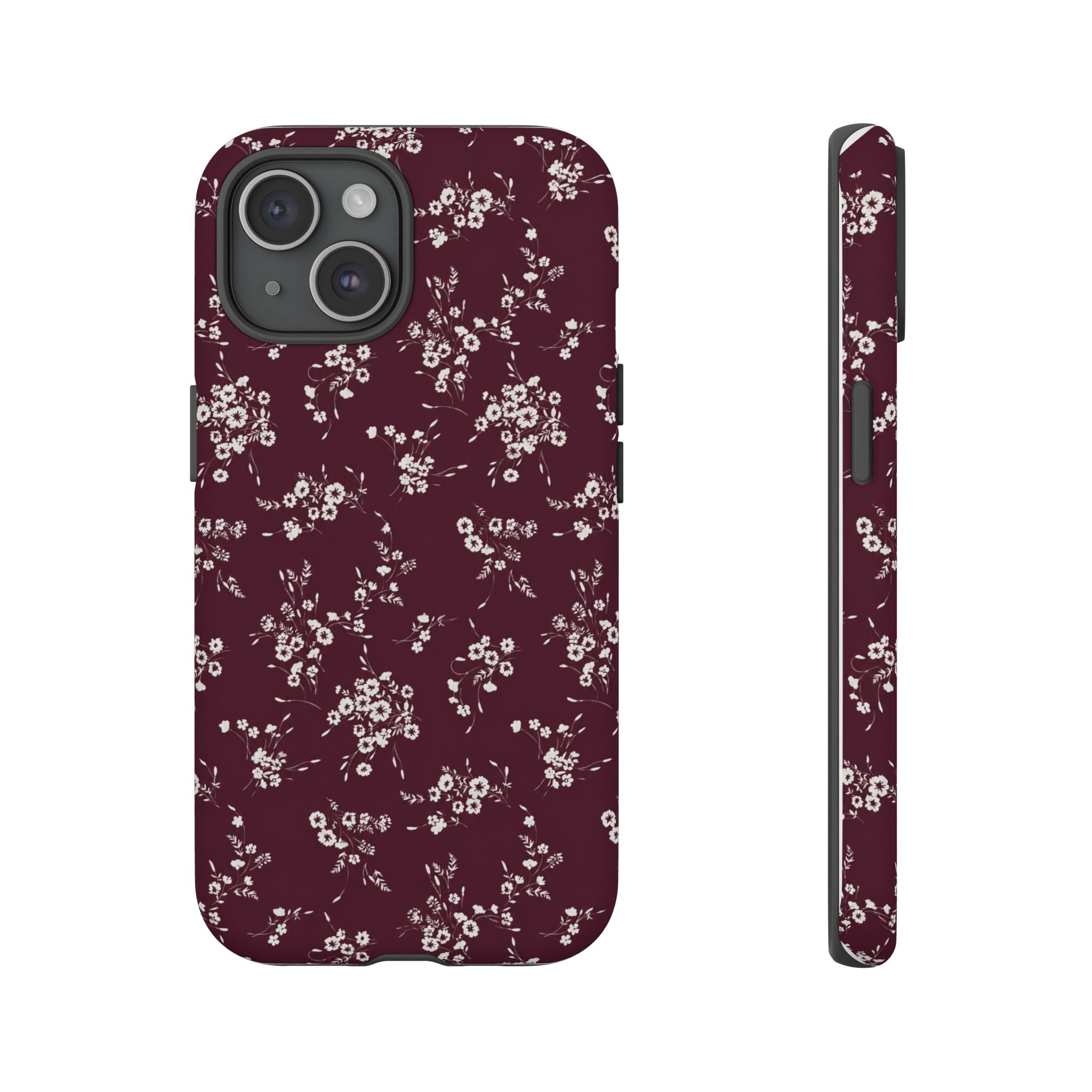 Burgundy Ditsy Floral Tough Case