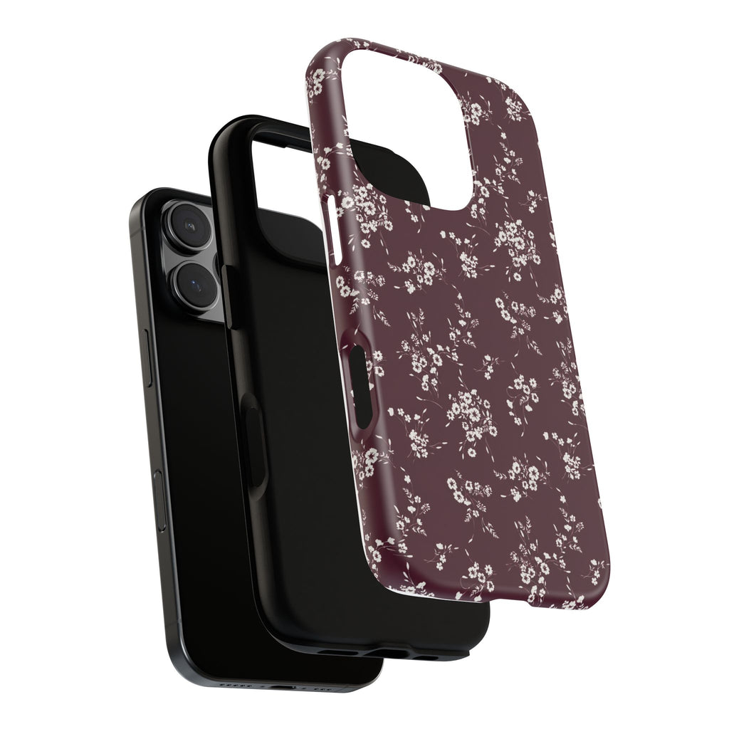 Burgundy Ditsy Floral Tough Case