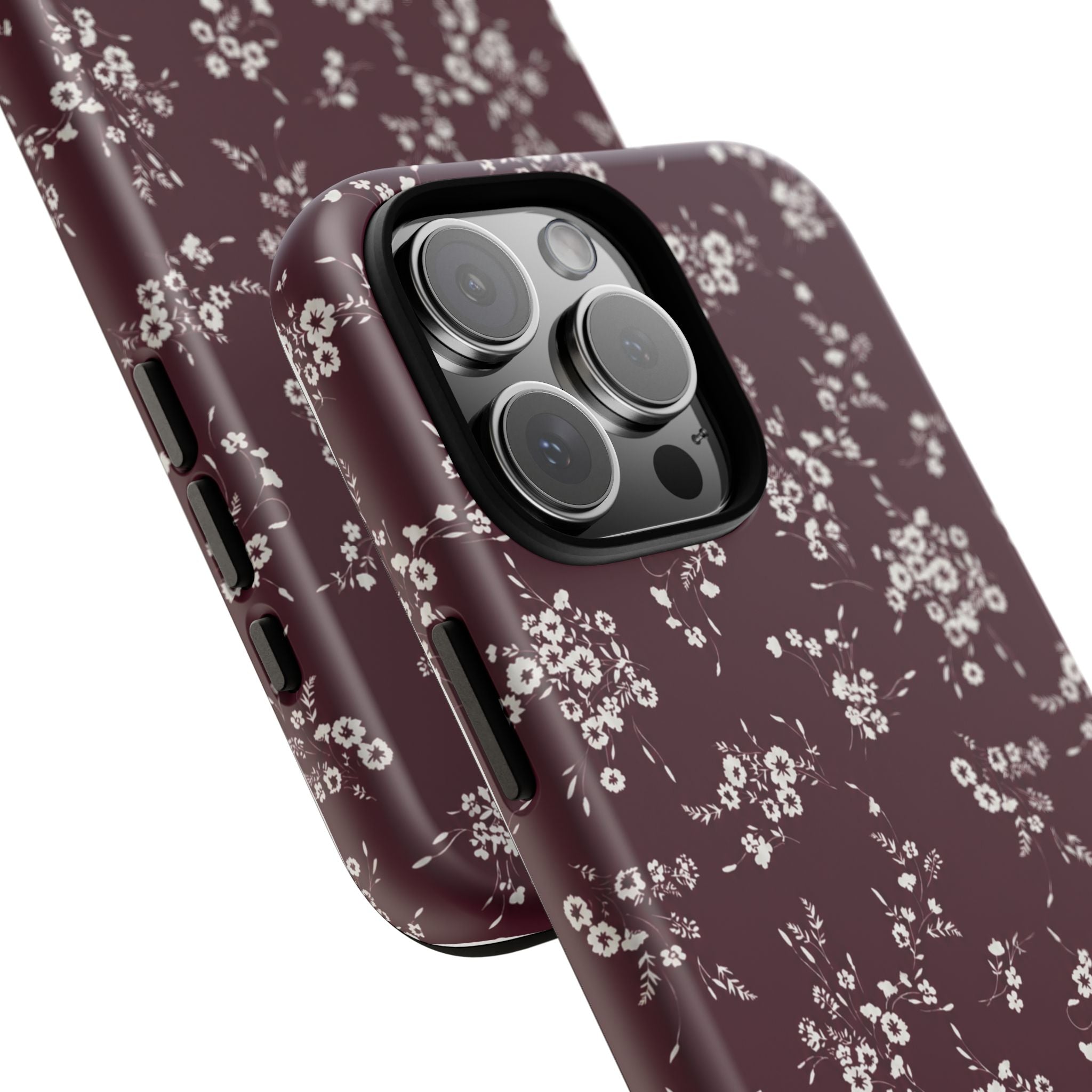 Burgundy Ditsy Floral Tough Case