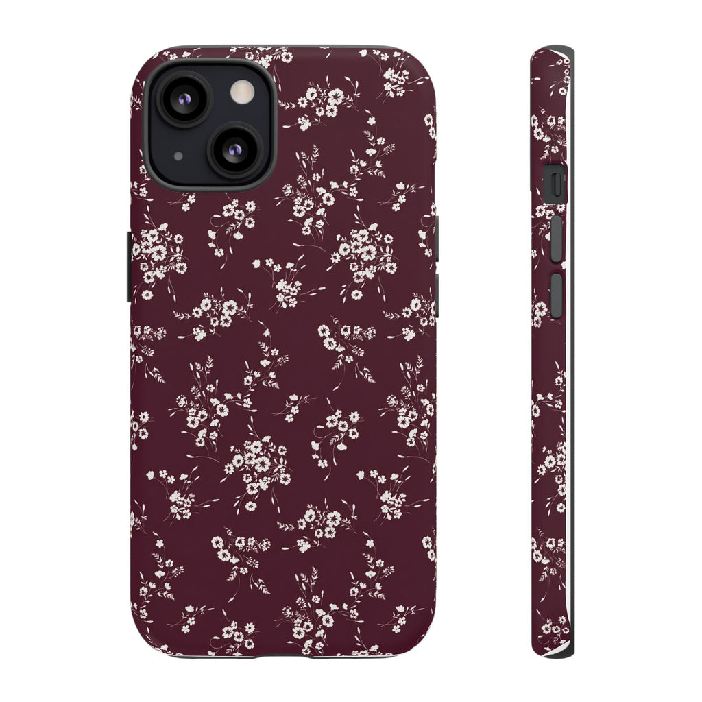 Burgundy Ditsy Floral Tough Case