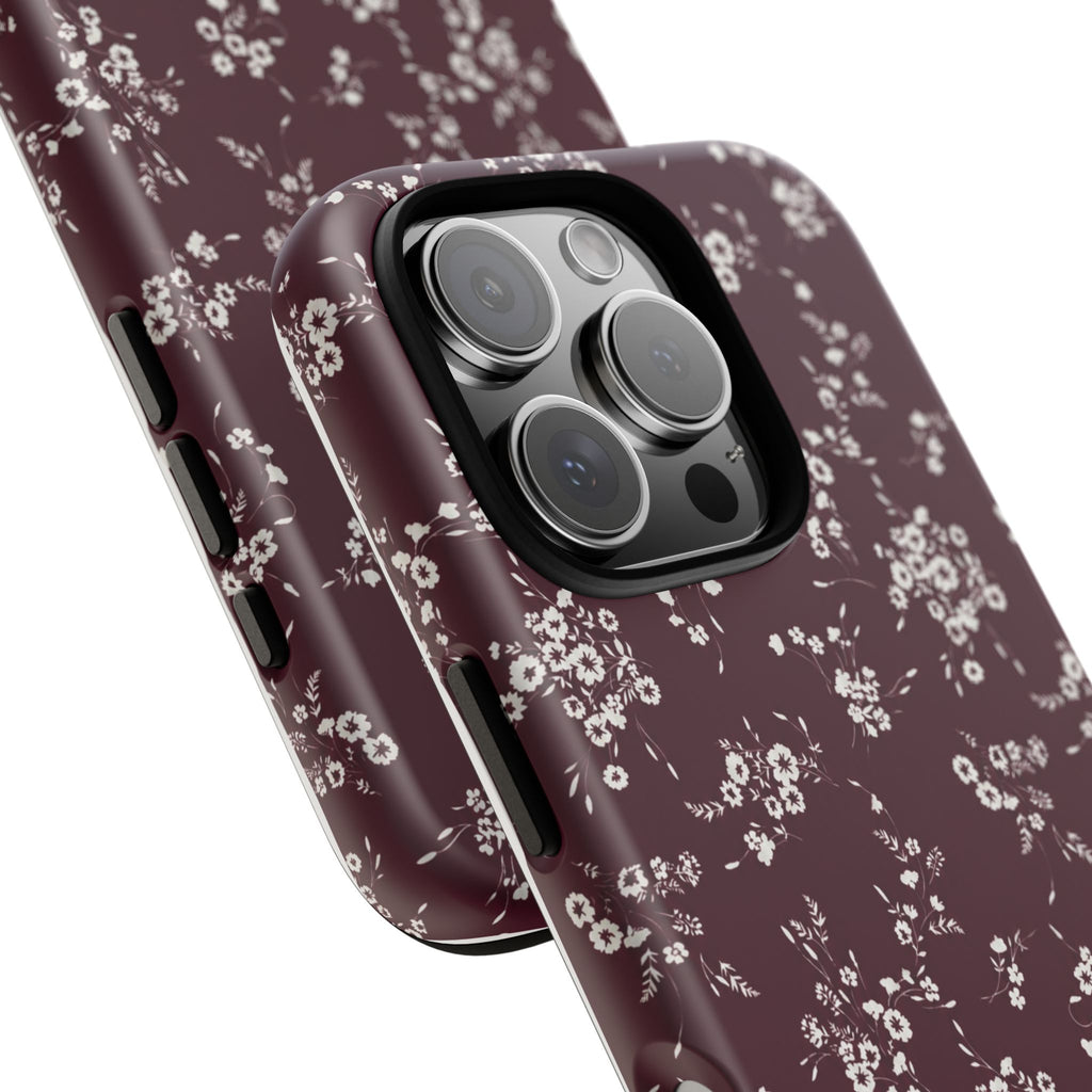 Burgundy Ditsy Floral Tough Case