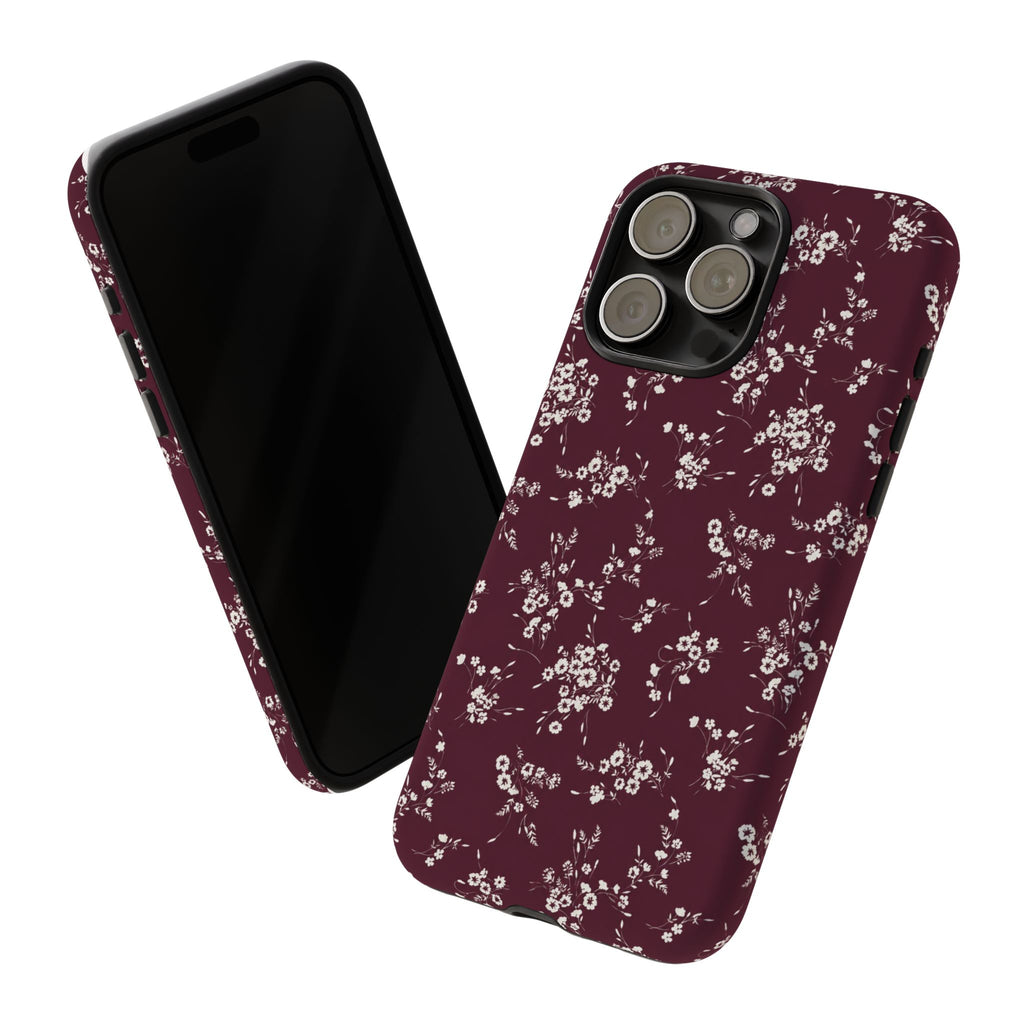 Burgundy Ditsy Floral Tough Case