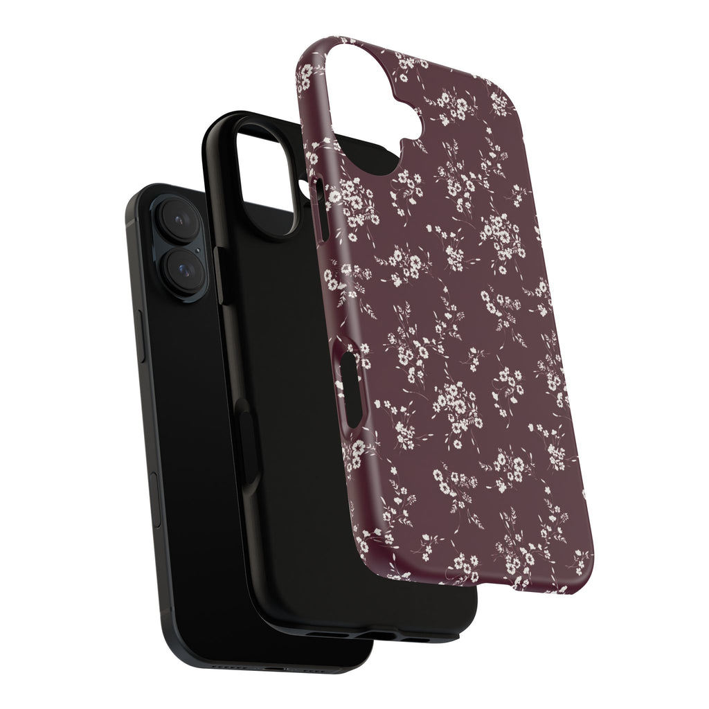 Burgundy Ditsy Floral Tough Case