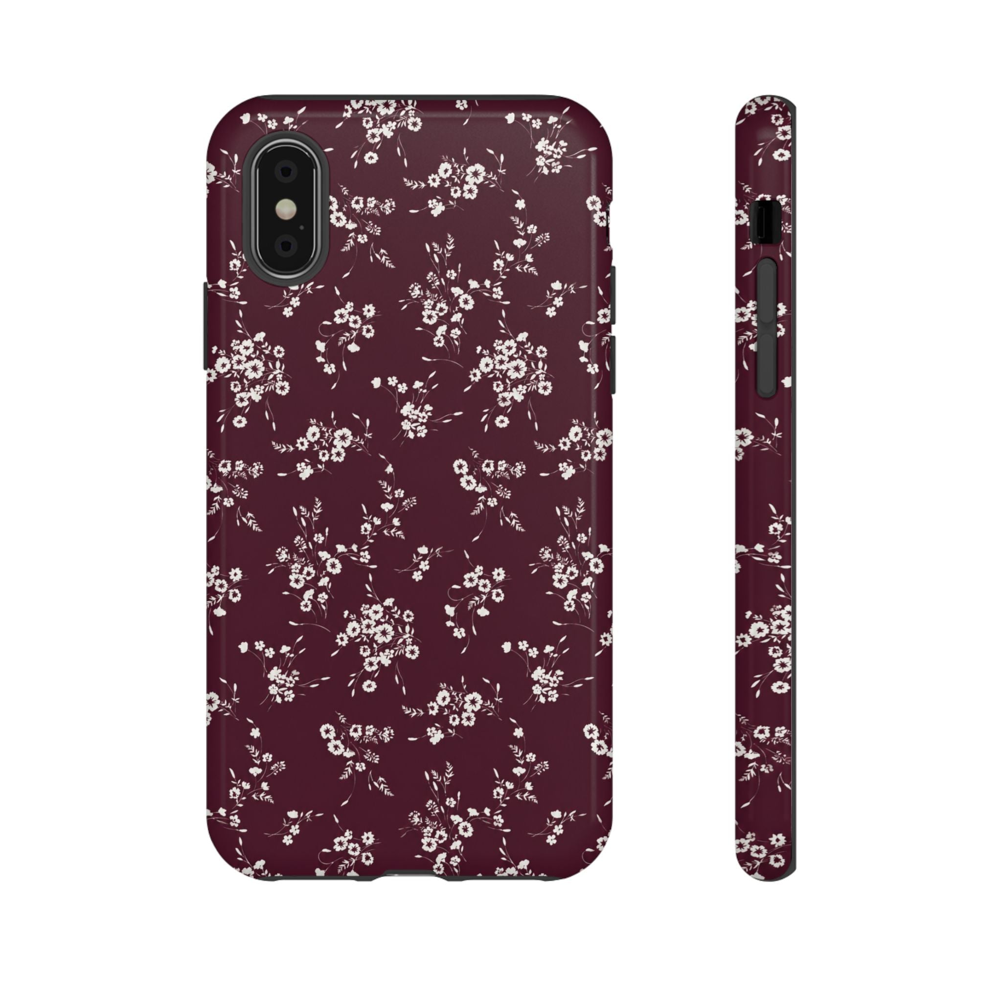 Burgundy Ditsy Floral Tough Case