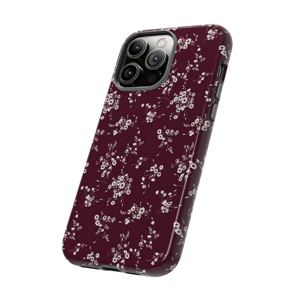 Burgundy Ditsy Floral Tough Case