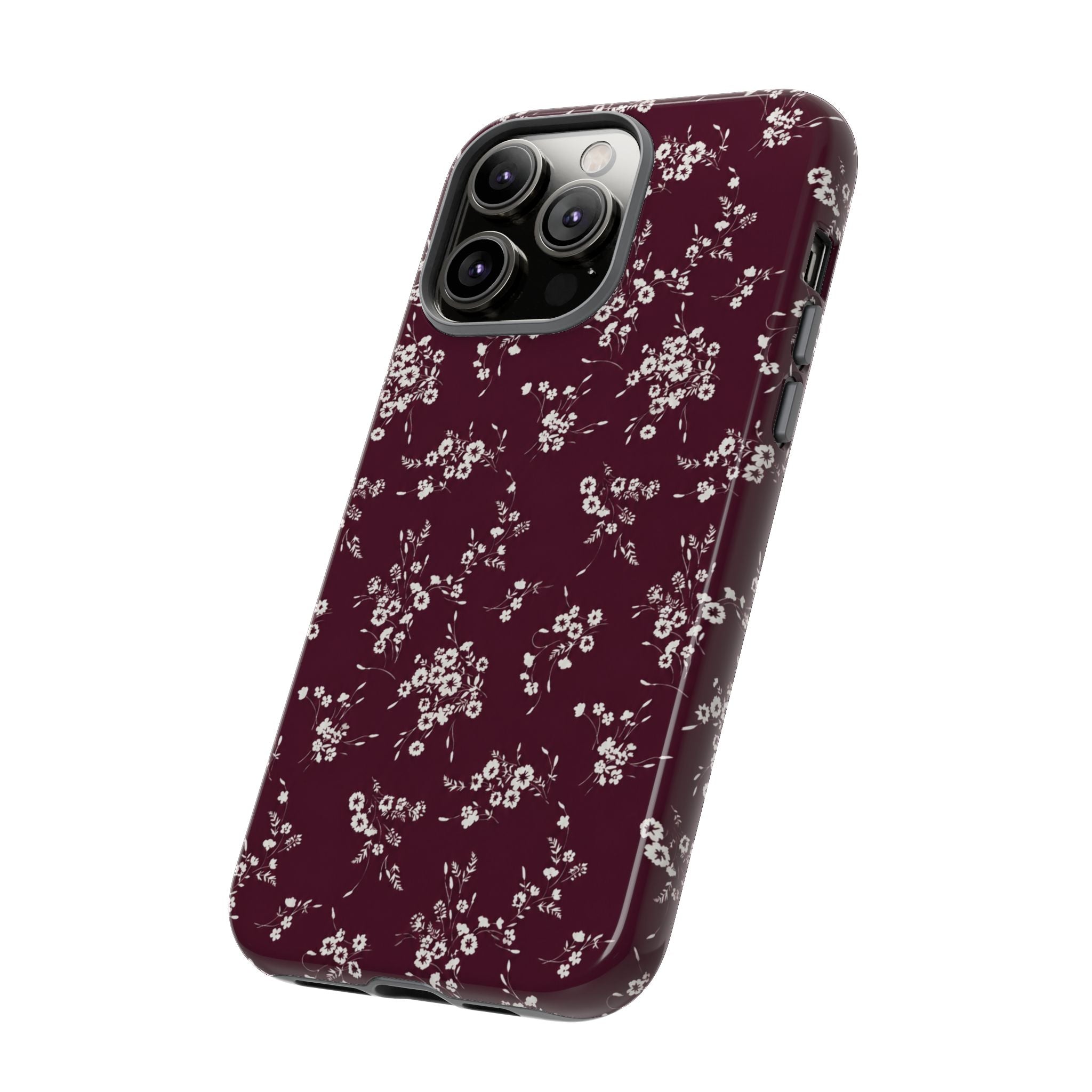 Burgundy Ditsy Floral Tough Case