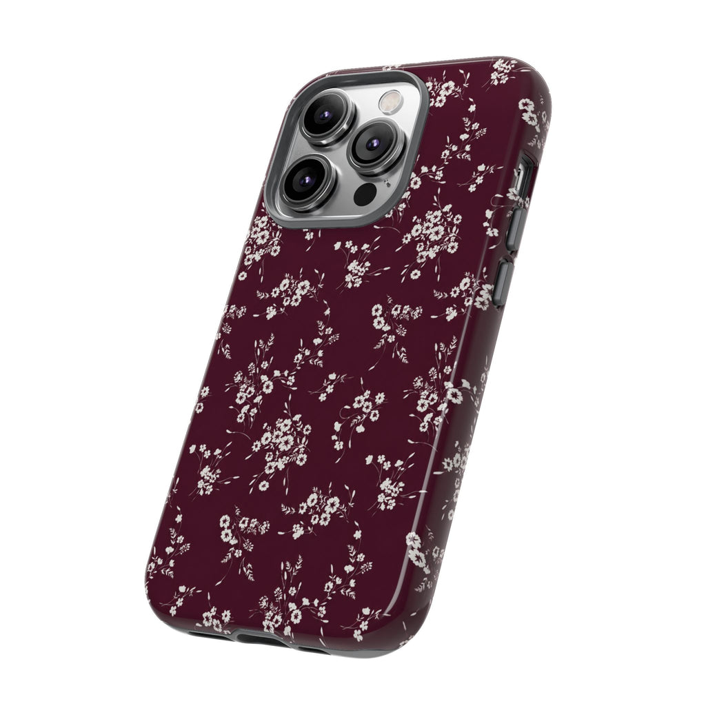 Burgundy Ditsy Floral Tough Case