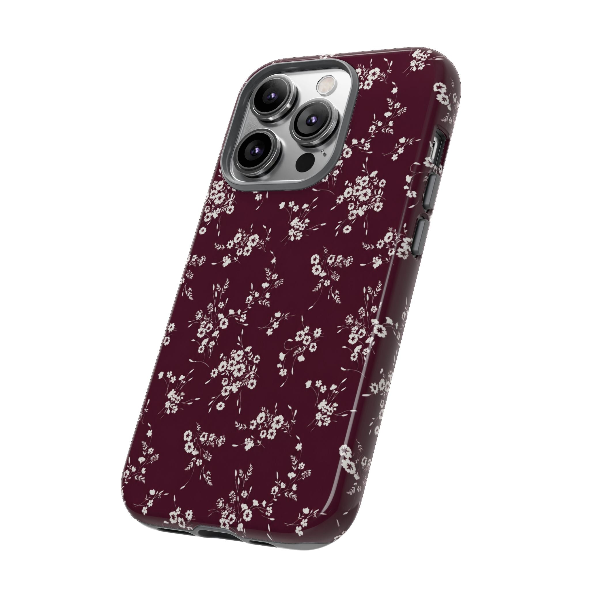 Burgundy Ditsy Floral Tough Case