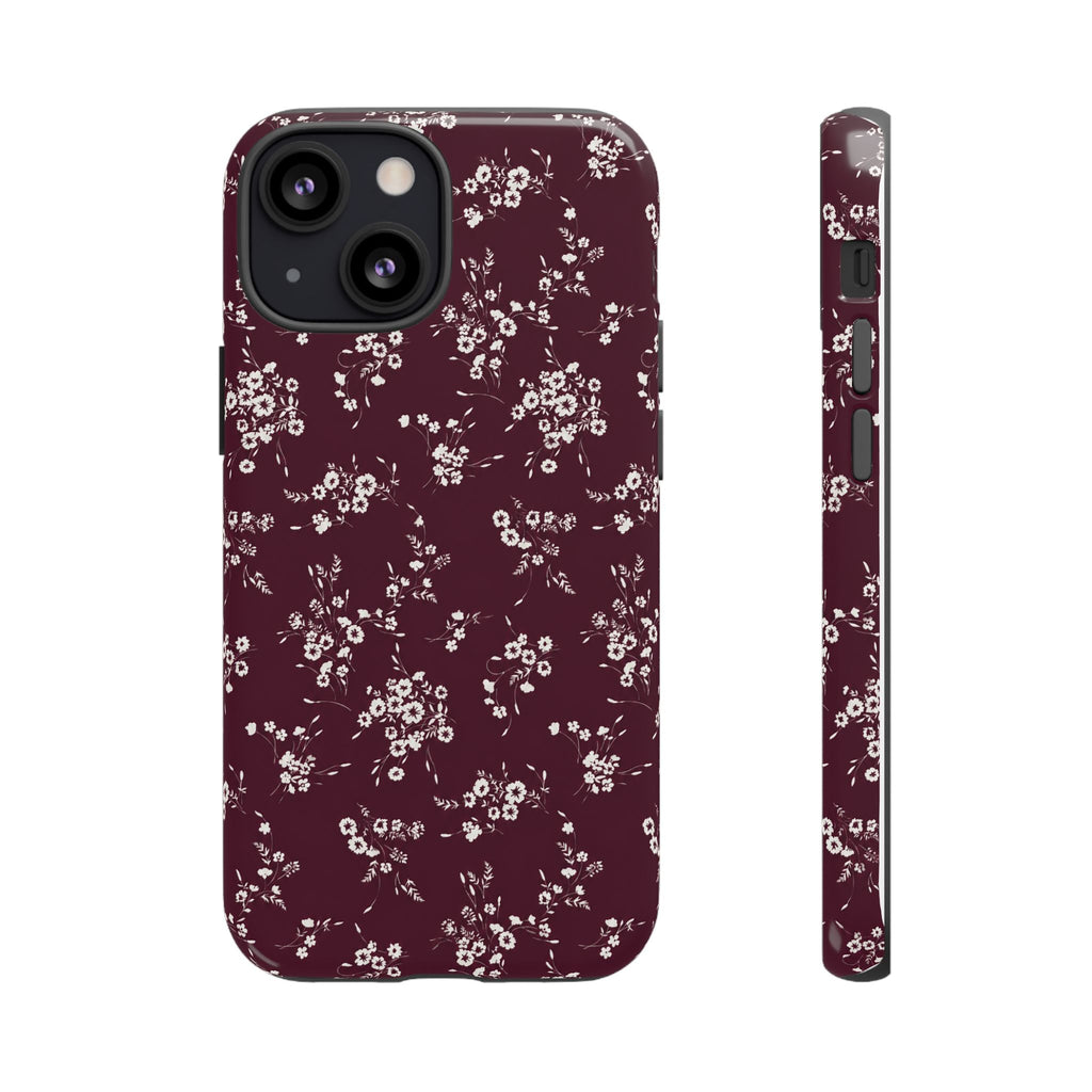Burgundy Ditsy Floral Tough Case