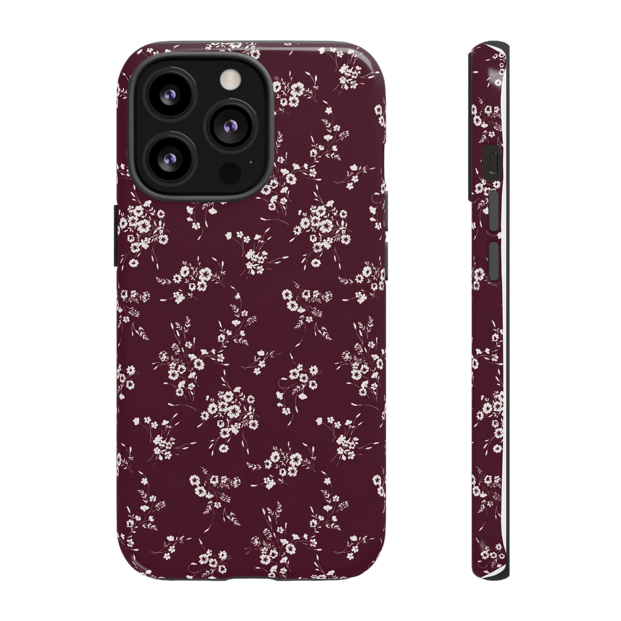 Burgundy Ditsy Floral Tough Case