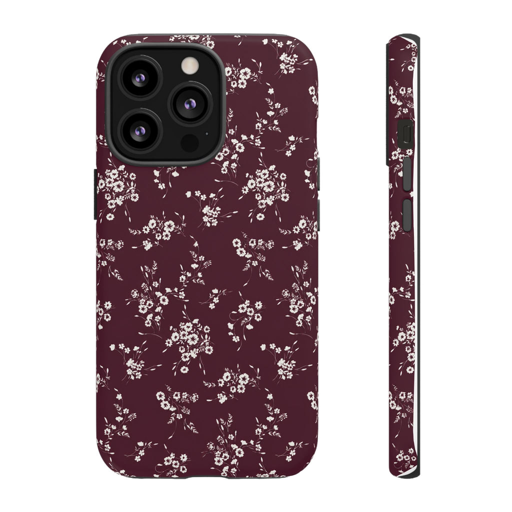 Burgundy Ditsy Floral Tough Case