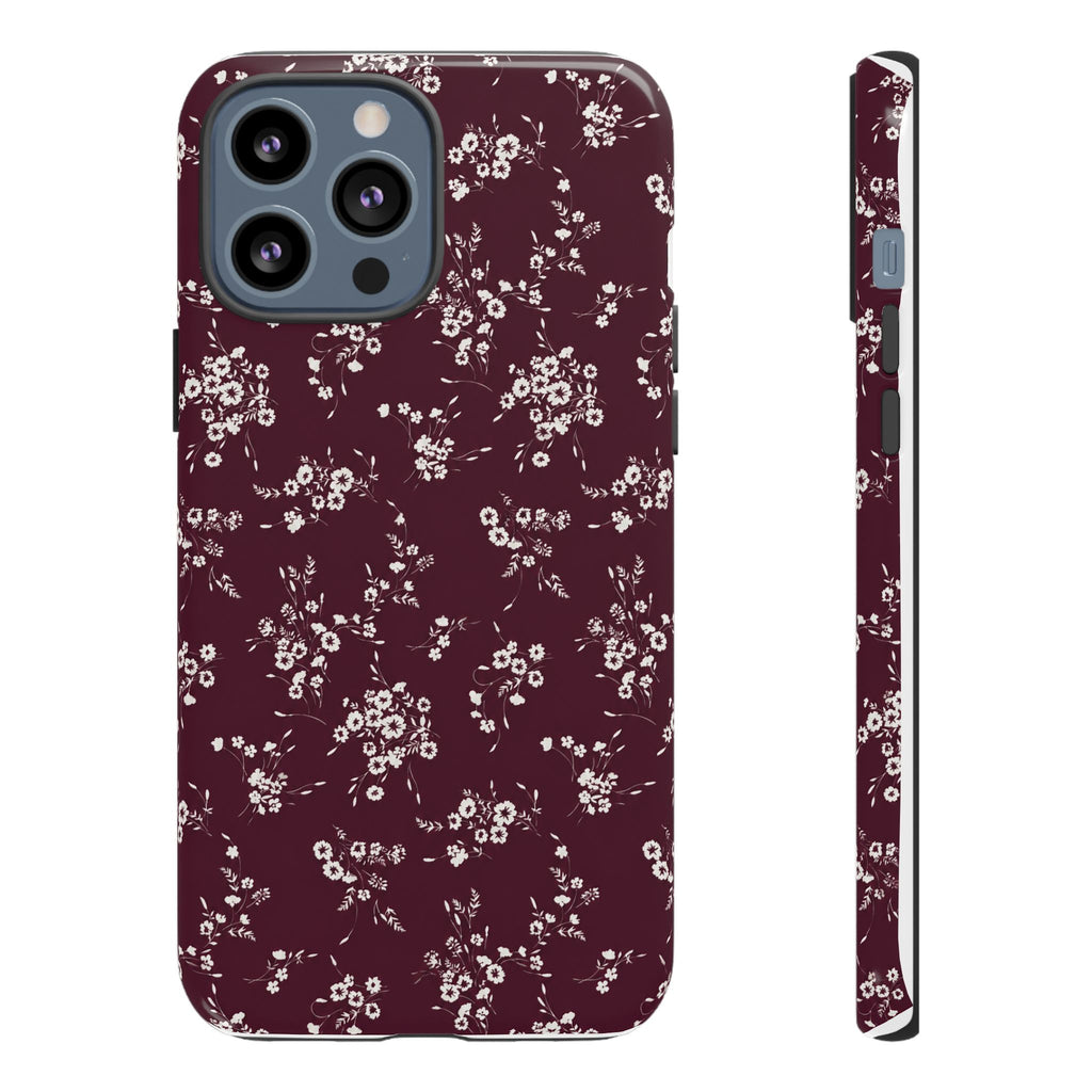 Burgundy Ditsy Floral Tough Case