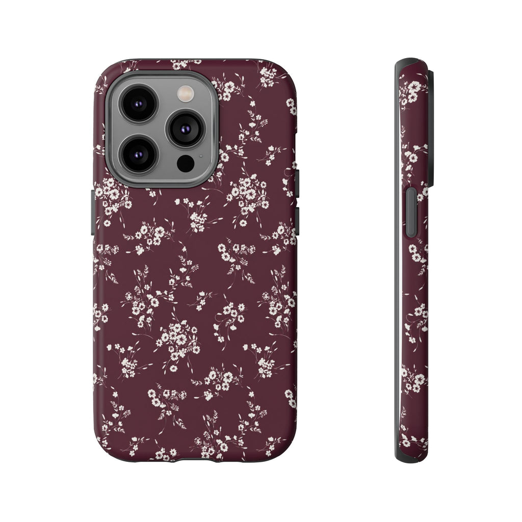 Burgundy Ditsy Floral Tough Case