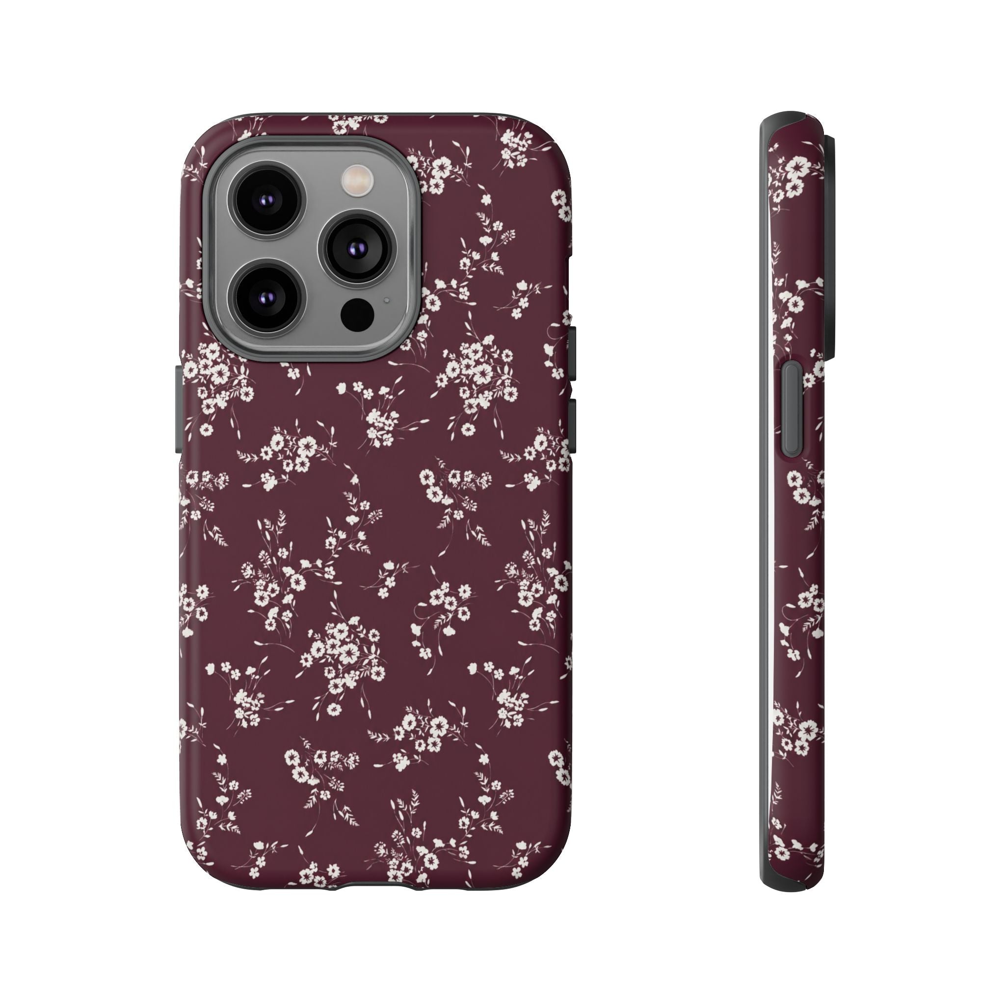 Burgundy Ditsy Floral Tough Case