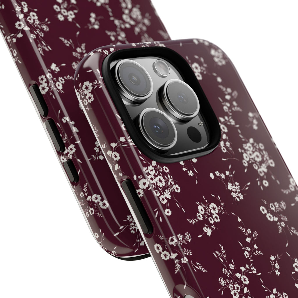 Burgundy Ditsy Floral Tough Case